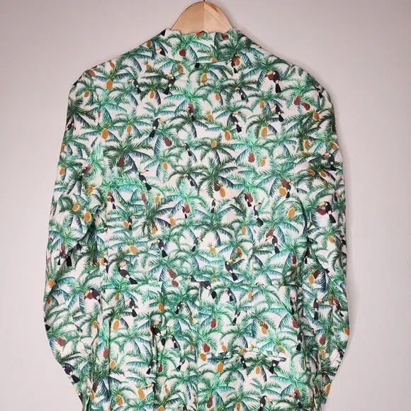 Farm Rio Toucans Tropical Linen Blazer Jumper Womens Small Summer Beach vacation - Picture 9 of 15